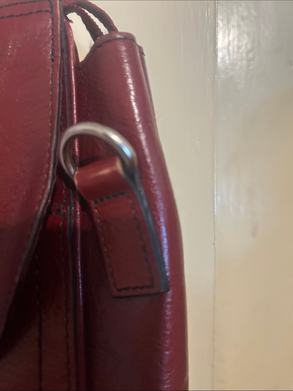 Pelle Studio Burgundy Fuax Leather Tote Bag with Top Handles - Picture 5 of 9